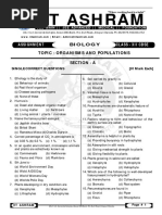 Assignment - 1 - ORGANISMS AND POPULATIONS - CBSE