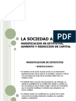 Diapositivas Clase. Modificación de Estatutos, Aumento y Reducción Del Capital Social