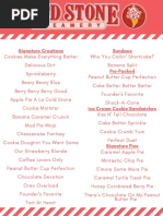 Cold Stone Creamery Menu