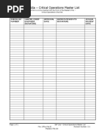 Saf 16a - Critical Operations - Master List