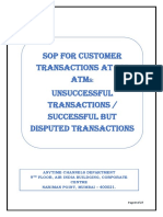 SOP FOR CUSTOMER TRANSACTIONS AT SBI ATMs UNSUCESSFUL TRANSACTIONS - SUCCESSFUL BUT DISPUTED TRANSACTIONS PDF