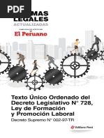 11 Reglamento Del Texto Unico Ordenado Del Decreto Legislativo 728 Ley de Formacion y Promocion Laboral 1 PDF