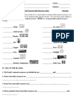 Renewable and Non Renewable Resources Quiz With