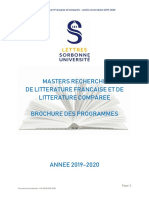 Brochure Master Recherche Et Programmes Des Seminaires 2019-2020 PDF