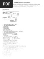 Feasibility Survey Questionnaire