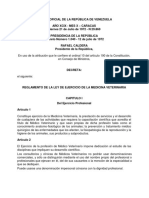 Reglamento de La Ley de Ejercicio de La Medicina Veterinaria