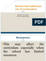 Beliefs or Factors Affecting The Delivery of The Curr