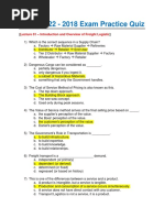 OMGT2222-Transportation and Freight Logistics 2018 Exam Practice Quiz (Lecture 01-11)