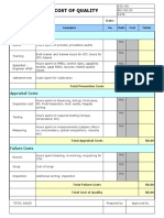 Cost of Quality Sheet