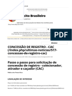 CONCESSÃO DE REGISTRO - CAC Solicitação de Concessão de Registro - Colecionador, Atirador e Caçador (CAC)