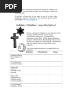 Monotheistic Religions Worksheet