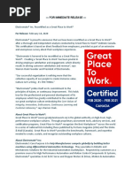 Electromate® Inc. Recertified As A Great Place To Work® Feb. 18, 2020