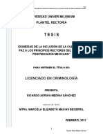 Idoneidad de La Inclusión de La Cultura de Paz A Los Principios Rectores Del Sistema Penitenciario Mexicano