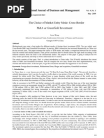 The Choice of Market Entry Mode: Cross-Border M&A or Greenfield Investment