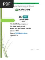 Actividad 1. Fertilizantes Químicos - Unidad 3 - Alumno Jose Jesus Arevalos Contreras - Tutor DR Mario Figueroa Cardenas