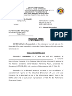 POSITION PAPER FOR SIMPLE MISCONDUCT Between The Respondent Versus Police Master Sergeant Solomon Edejer Cabrera