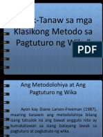 Balik Tanaw Sa Mga Klasikong Metodo Sa Pagtuturo