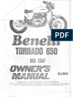 Benelli Tornado 650 Owner's Manual PDF