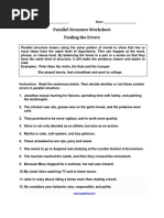 Finding The Errors Parallel Worksheet