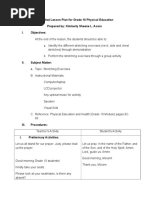 A Detailed Lesson Plan For Grade 10 Physical Education