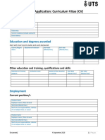 Uts Grs Research Degree Application CV Template