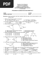 Grade 9 Math Exam in Triangle Similarity and Trigonometry