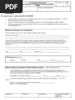 SOP065RMSD - 04 Raw Material Specification Development Form