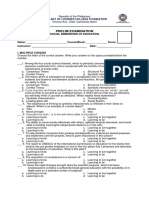 Social Dimensions of Education Prelim Exam