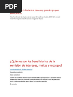 Condonación Tributaria A Bancos y Grandes Grupos Económicos