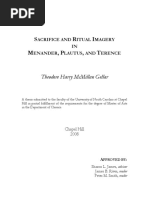 Sacrifice and Ritual Imagery in Menander Plautus and Terence PDF