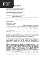 Autoadmisorio de Obligación de Suma de Dinero