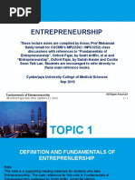 TOPIC 1 Definition and Fundamentals of Entrepreneurship