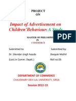 A Study On Impact of Advertisement On Children Behaviour A Case Study of Sirsa Haryana PDF