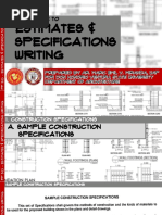 Lecture 03 Construction Specifications Bill of Materials PDF