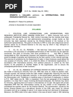 Callado v. International Rice Research Institute, G.R. No. 106483, (May 22, 1995), 314 PHIL 46-57)