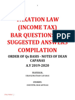 Taxation Bar Q's With Suggested Answer Compilation Notes