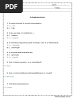 Avaliacao de Ciencias Respiracao 5º Ou 6º Ano Resposta PDF