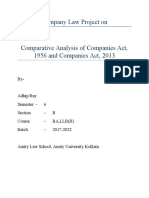 Comparative Analysis of Companies Act, 1956 and Companies Act 2013