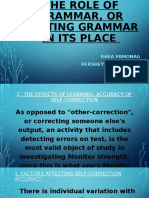 The Role of Grammar, or Putting Grammar in Its Place