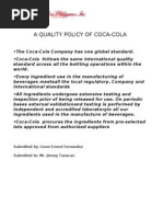 A Quality Policy of Coca