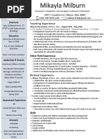 Mikayla Milburn Teaching Resume 