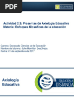 John Hamilton Sepúlveda. 2.3 Axiología Educativa