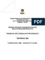 Tender For Road Transportation of Bulk Petroleum Products: Technical Bid