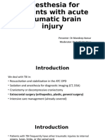 Anesthesia For Patients With Acute Traumatic Brain Injury