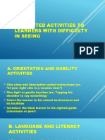 Suggested Activities To Learners With Difficulty in Seeing