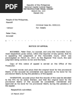 Notice of Appeal Criminal Case MTC To RTC