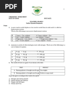 Reactivity Series Worksheet - 8B and 8C