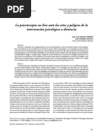 La Psicoterapia On-Line Ante Los Retos y Peligros de La Intervención Psicológica A Distancia