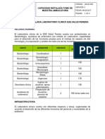 Capacidad Instalada Toma de Muestras