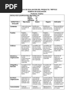 Rubrica de Evaluacion Triptico